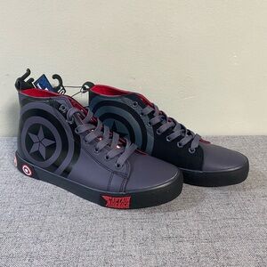 Marvel Captain America High Top Sneakers Gray Black Men’s Shoes